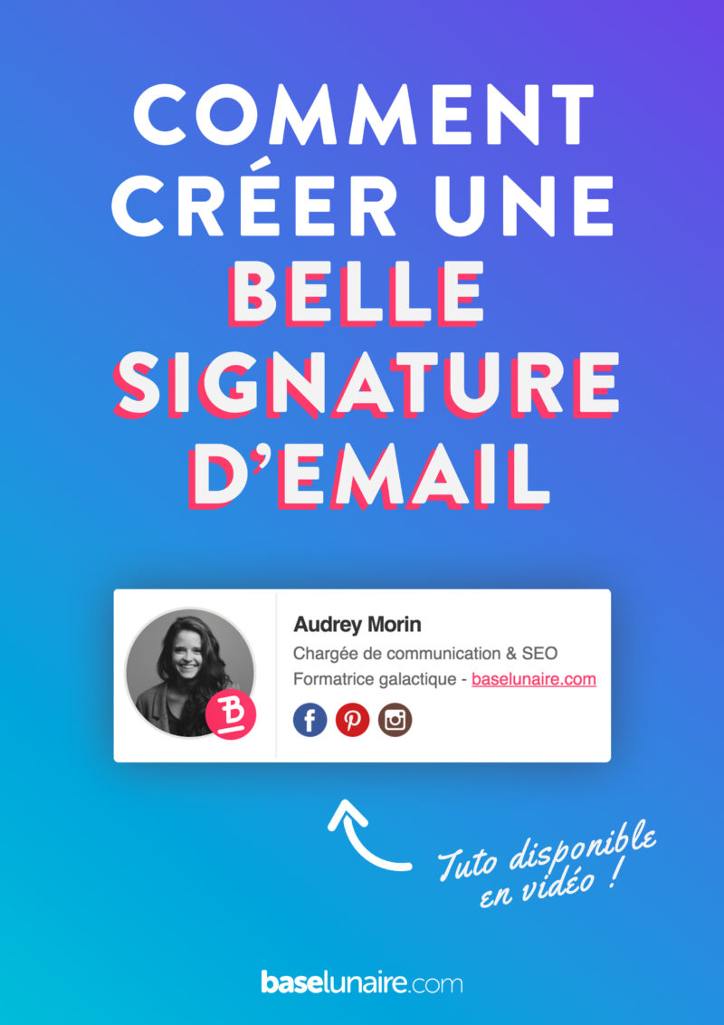 Couverture Pinterest avec marqué "Comment créer une belle signature d'email"