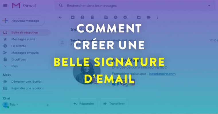 Cover Facebook avec marqué "Comment créer une belle signature d'email"