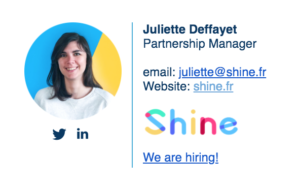 Signature d'email de Shine